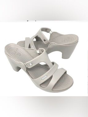 Crocs Cyprus V Heels Women’s Size 8 In Platinum (No Box) Rare Sold Out